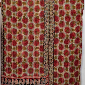 Manta Kantha vintage hecha a mano, colcha india, manta bohemia, ropa de cama reversible, patchwork de algodón.