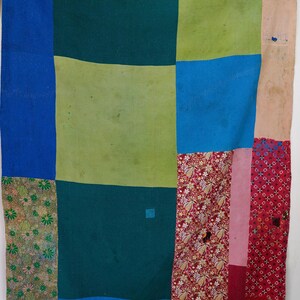 Colcha Kantha vintage hecha a mano de algodón indio, manta reversible estilo boho, patchwork, colcha Gudari