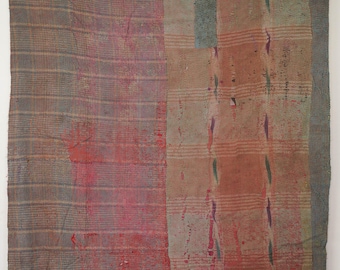 Vintage Kantha Quilt Handmade Indian Patchwork Blanket Reversible Cotton Throw Boho Bedding