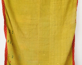 Indian Vintage Kantha Quilt Handmade Cotton Throw Bohemian Bedding Blanket