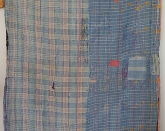 Colcha Kantha vintage de algodão, feita à mão, reversível, estilo boho, colcha indiana Gudri.