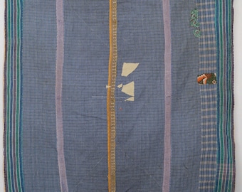 Vintage Indian Kantha Quilt | Handcrafted Cotton Bedspread