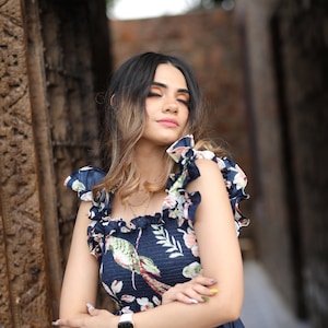 Rumple blue dress | Comfy Cotton Dresses for Effortless Style | Floral print | jungle print dress |Bestseller and stylish dresses