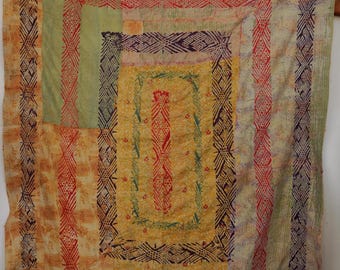 Colcha Kantha Vintage Macia Feita à Mão, Manta Gudri, Colcha de Algodão, Cobertor Indiano, Decoração Boho para Quarto