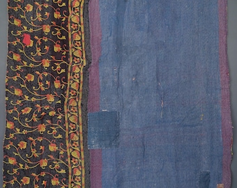 Vintage Kantha Quilt: Handmade Indian Cotton Bedspread