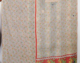 Vintage Indian Kantha Throw Blanket | Handmade Cotton Patchwork | Boho Home Decor