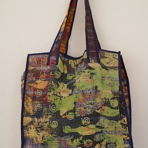 Vintage Kantha Stofftasche: Handgenähtes Accessoire aus Baumwolle