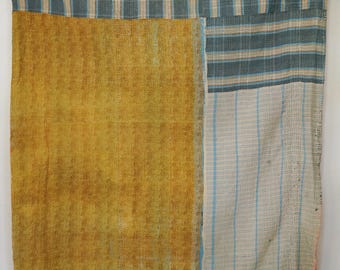 Vintage Kantha Quilt Queen Size | Handmade Cotton Bedding