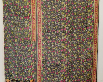 Handmade Kantha Quilt | Reversible Floral Cotton Queen Bedspread