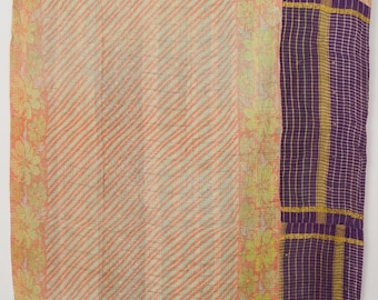 Traditional Indian Kantha Quilt Vintage Handmade Cotton Throw Blanket