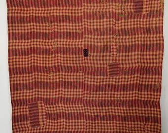 Colcha Kantha vintage feita à mão em algodão, manta indiana reversível, estilo boho.