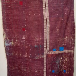 Edredón Kantha vintage, manta bohemia india, manta de algodón hecha a mano, reversible, patchwork.