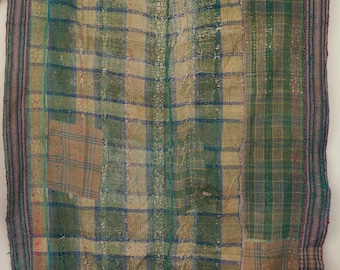 Colcha Kantha vintage de algodão, feita à mão, estilo indiano, reversível, para cama.