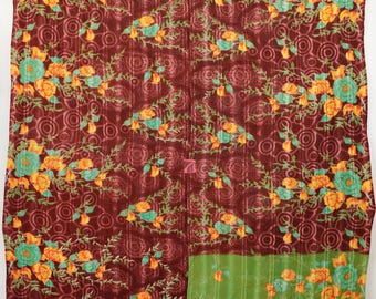 Antique Look Vintage Kantha Quilt – Hand Quilted Indian Textile