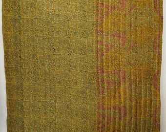 Reversible Vintage Kantha Quilt Handmade Cotton Bedspread Indian Patchwork Throw