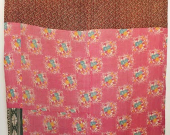 Vintage Kantha Quilt: Handmade Indian Cotton Bedspread