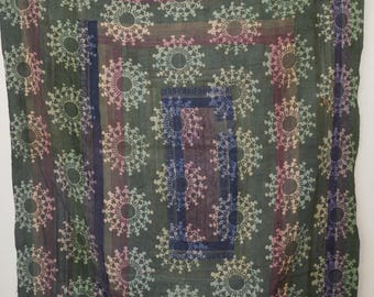 Antique Style Kantha Quilt Handmade Floral Patchwork Blanket Indian Cotton Bedding Throw
