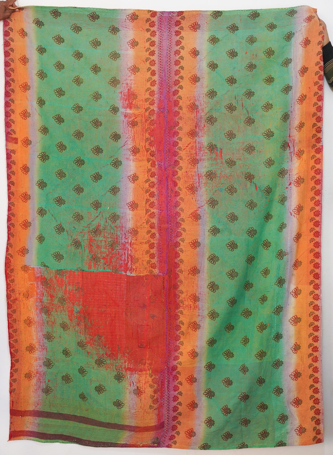 Vintage Kantha Throw, Cotton Kantha Quilt, Cotton Kantha Bedspread Etsy