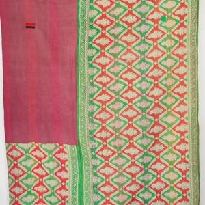 Vintage Cotton Kantha Quilt: 60x90 Indian Bedspread