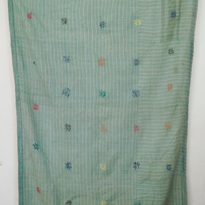 Trapunta Kantha vintage fatta a mano, reversibile, in cotone, copriletto indiano, biancheria da letto boho
