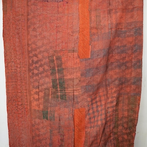 Jeté Kantha vintage, couverture faite main en coton doux, décoration bohème, couvre-lit réversible