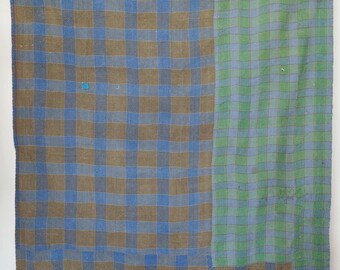 Colcha Kantha vintage feita à mão, manta reversível de algodão, colcha indiana de patchwork, estilo boho.