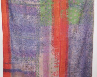 Manta Kantha Vintage Reversível – Colcha Boho de Algodão Feita à Mão – Peça de Decoração Exclusiva