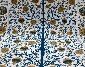 Uzbekistan Cotton Suzani Throw, Blanket, Hand Embroidery, Bedsheet, Bedspread Suzani Embroidery, Suzani Wall Hanging, Uzbek Suzani, Bed