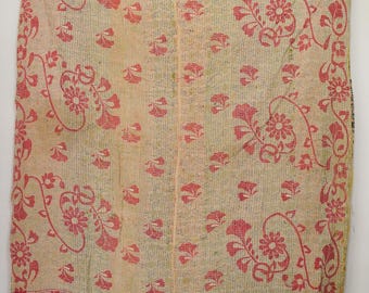 One-of-a-Kind Vintage Kantha | Reversible Cotton Quilt