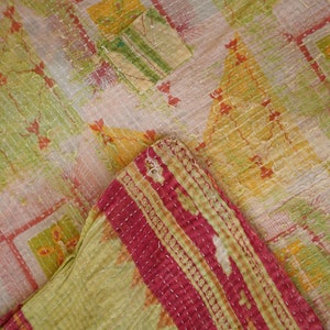 Premium, Cotton Kantha Quilt, Vintage Kantha Quilt, Kantha Bedspread