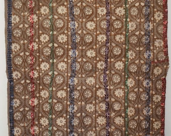 Vintage Kantha Throw Quilt Indian Handmade Cotton Blanket Reversible Bohemian Bedding