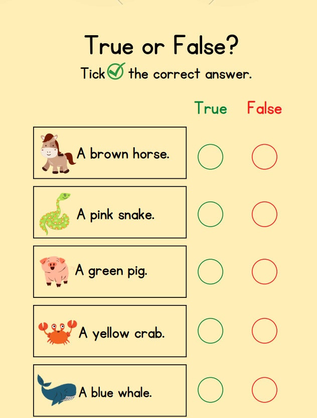 True Or False! Free Activities online for kids in 1st grade by