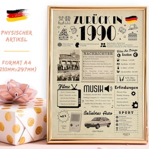 Vintage DEUTSCHES Geburtstagskarte 35. Geburtstagsdekoration 35. Geschenke 35 Geburtstag Frau Mann – Geburtstagsgeschenk 1990 Frauen Männer