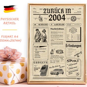 Geburtstagskarte 21 - Vintage DEUTSCHES Geburtstagsdekoration 21. Geschenke 21 Geburtstag Frau Mann – Geburtstagsgeschenk 2004 Frauen Männer