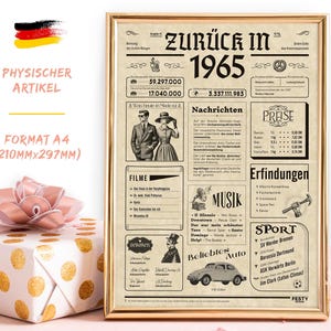 Vintage DEUTSCHES Geburtstagskarte 60. Geburtstagsdekoration 60. Geschenke 60 Geburtstag Frau Mann – Geburtstagsgeschenk 1965 Frauen Männer