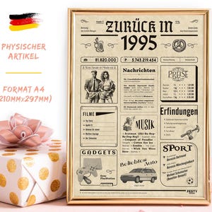 Geburtstagskarte 30 - Vintage DEUTSCHES Geburtstagsdekoration 30. Geschenke 30 Geburtstag Frau Mann – Geburtstagsgeschenk 1995 Frauen Männer