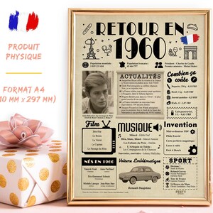 vintage Carte d'anniversaire 65 ans Femme Homme - Idée Cadeau 65 ans - Decoration Anniversaire 65 ans 1960 - Maman, Papa, Amie, Mariage