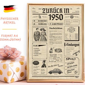 Geburtstagskarte 75 - Vintage DEUTSCHES Geburtstagsdekoration 75. Geschenke 75 Geburtstag Frau Mann – Geburtstagsgeschenk 1950 Frauen Männer
