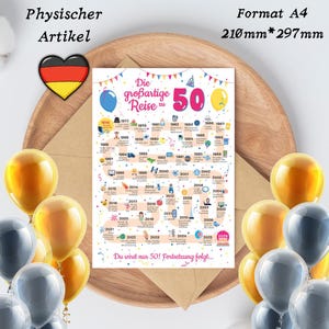 Die großartige Reise zu 50 - Geburtstag Frau und Mann ab 50 Jahre - Schöne Geburtstagskarte 1976 A4 Print