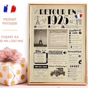 Carte Anniversaire 100 ans Femme Homme - Idée Cadeau 100 ans Femme Homme - Decoration Anniversaire 100 ans Femme Homme 1925 - Maman, Papa, Amie, Mariage