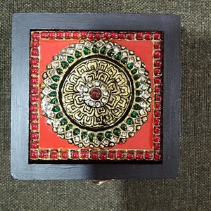 handmade tanjore painting style antique box,home decor item,home and living,return gifts,wedding gifts, watch box,bangles box