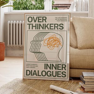 Green Overthinkers Inner Dialogues Print, Retro Y2K Dorm Decor (Digital Download)