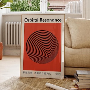 FYSISKT TRYCK – Retro psykedelisk 70-talsväggkonst, orbital resonans, typografiskt tryck, trendig väggkonst, estetisk vintageposter