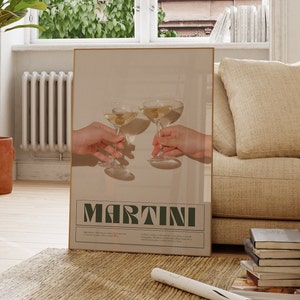Dry Martini Print Cocktail Retro Poster, Bar Warenkorb Kunstdruck, Alkohol Poster, minimalistische Kunst, digitaler Download, trendige druckbare Galeriewand