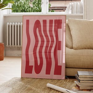 Love Home Decor Trendy Print Gallery Girly Prints Pink Fashion Wall Art Decor Aesthetic Decor 70s Wall Art Red Funky Vintage Digital Print