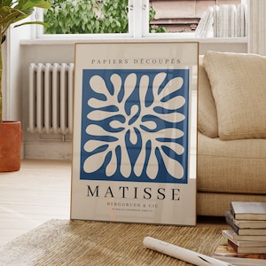 Blue Matisse Print Henri Matisse exhibition poster Blue Prints Digital Download Neutral Blue Wall Art Matisse Poster Blue Abstract Art