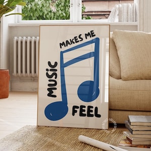 Music Blue Poster, Exhibition Wall Art, Aesthetic wall art, Trendy Blue Print, Typography Print, Hand Drawn Sketch Print, Trendy Retro Art