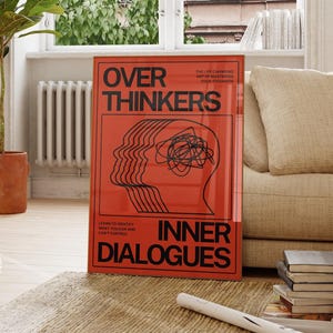Overthinkers Psychedelic 70s Art Print, Retro Home Decor (Digital Download)