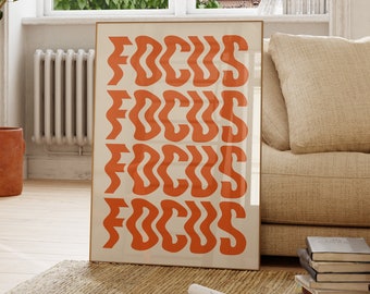 Orange Focus Poster: Retro Minimalist Art (Digital Download)