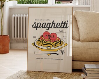 Retro Spaghetti Print: Italian Kitchen Decor (Digital Download)